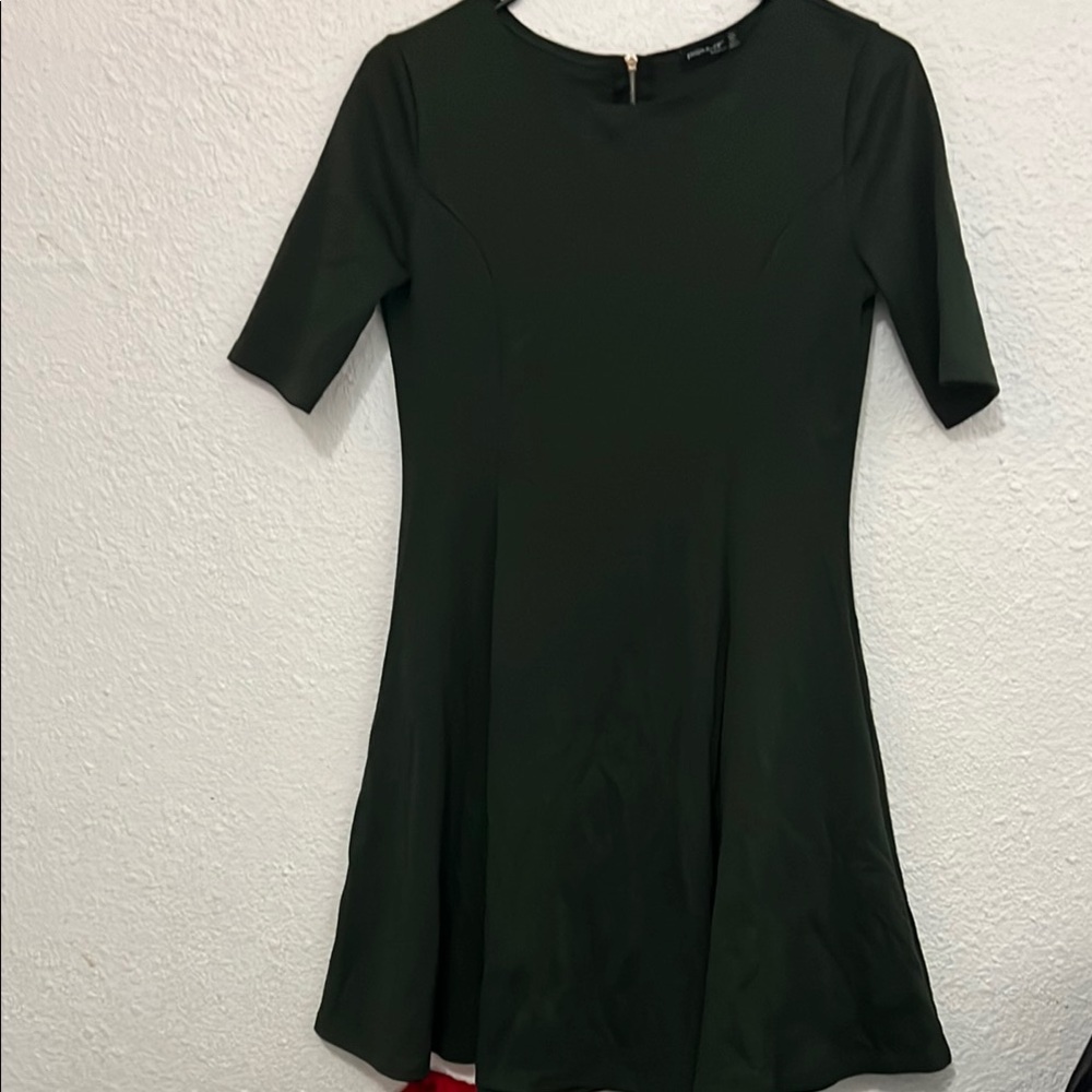 🌸 4 FOR $20 Green A-Line Midi Dress Crew Neck